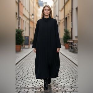 Hilary Radley Classic Black Long Trench Coat